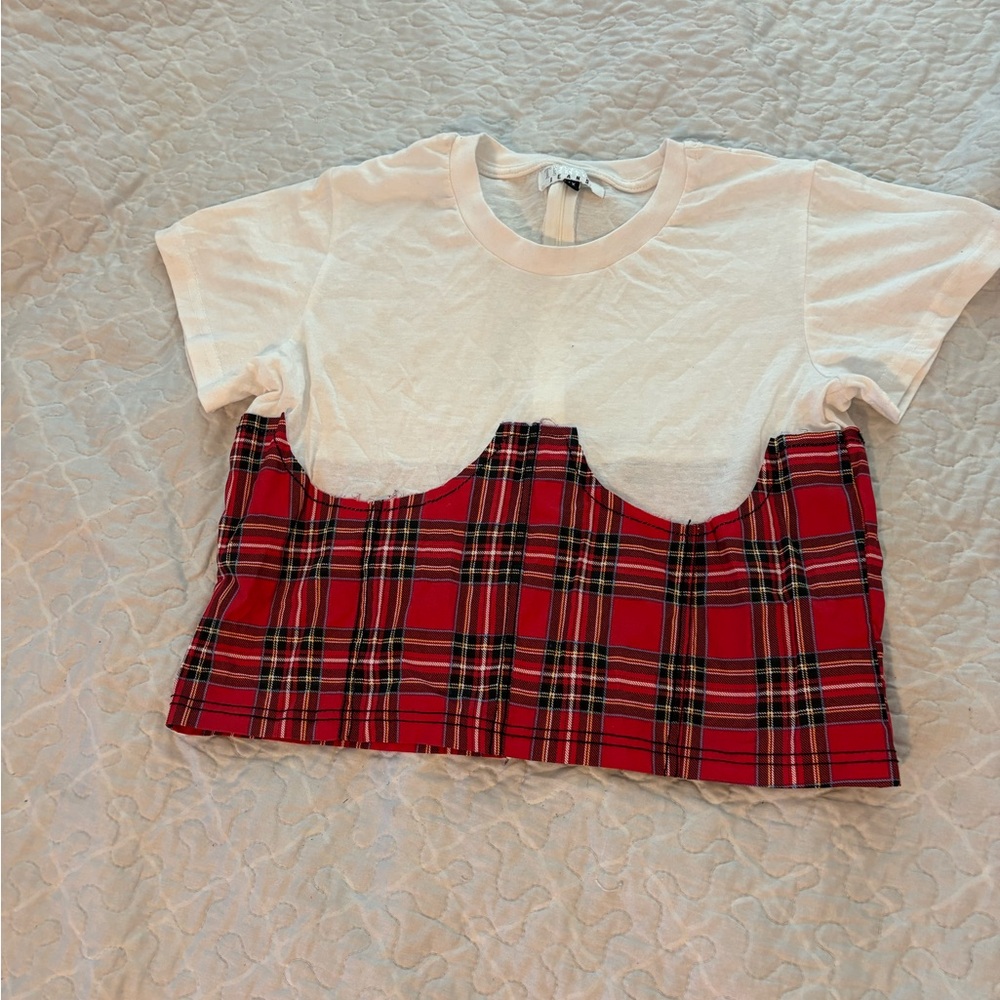 Trendy Red Plaid Crop Top